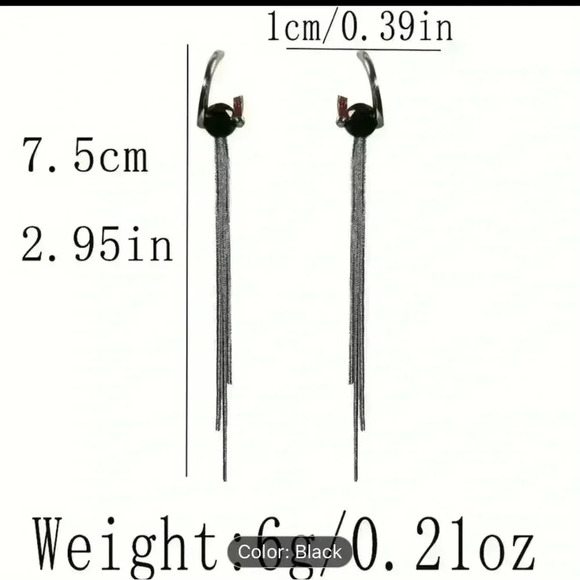 Elegant Black Dangle Earrings - Picture 4 of 4